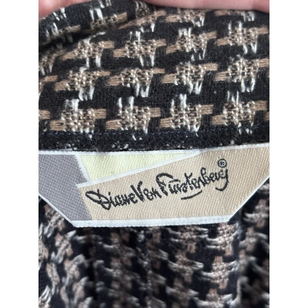 Vintage Diane von Furstenberg Tweed Pencil Skirt Womens 8 Medium Black Tan‎